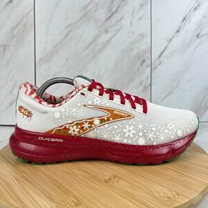 Brooks Glycerin 20 Run Merry Christmas Mens Size 10 White Red Shoes 1103821D683